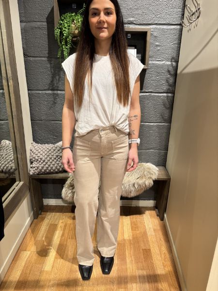 Bilde av Flaire pocket jeans high waist beige