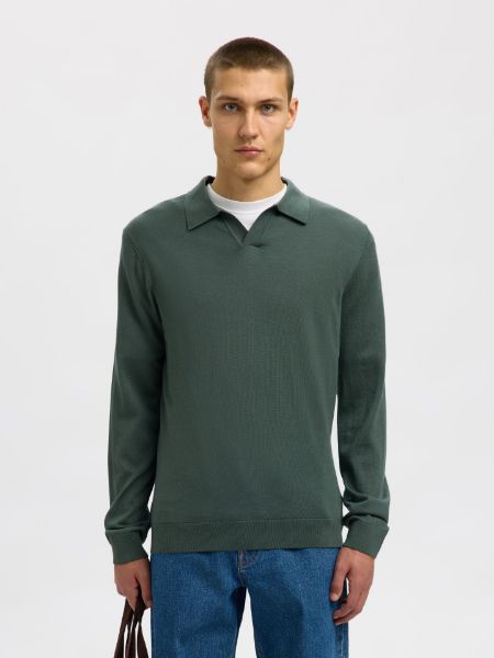 Bilde av SLHTRAY LS KNIT MERINO OPEN POLO
